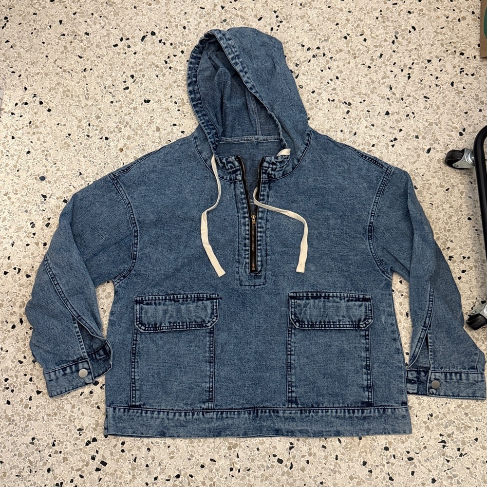 Denim Hooded Pullover Jacket brand new never worn